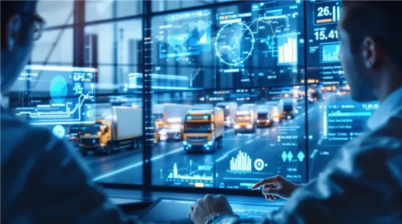 A futuristic image of fleet telematics