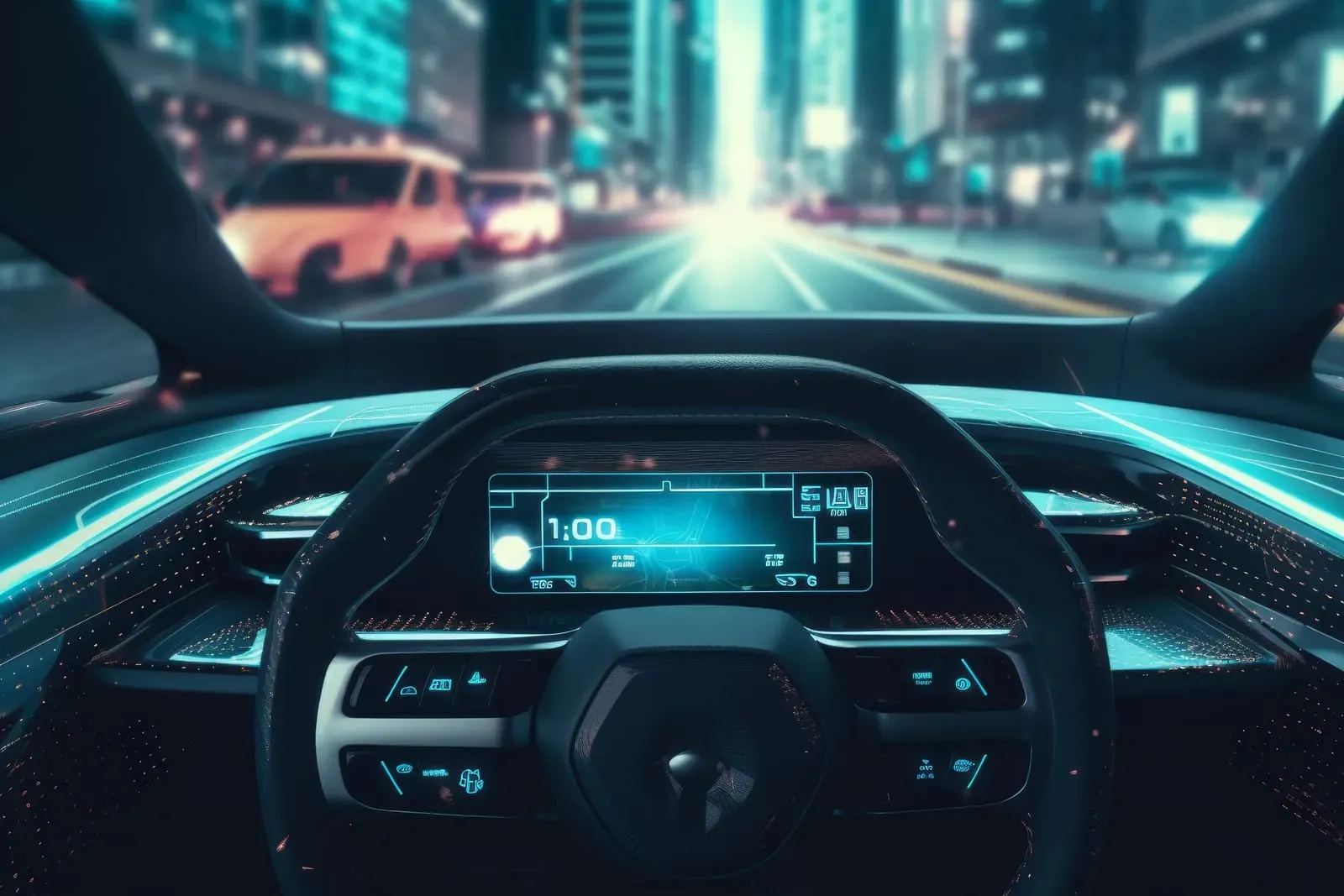 A conceptual image of the interior of a software defined vehicle.