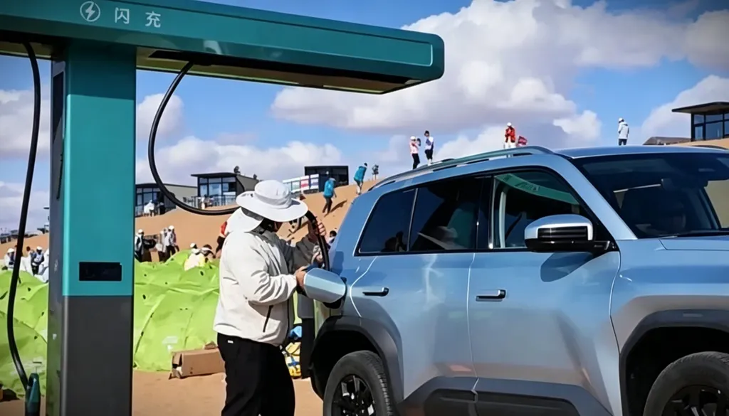 BYD demonstrates flash charging at remote desert site