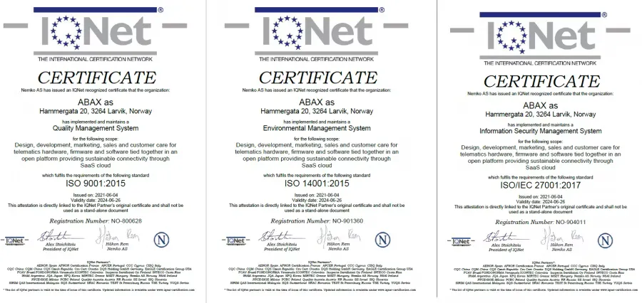 ABAX Renewed ISO Certifications for Ten Consecutive Years