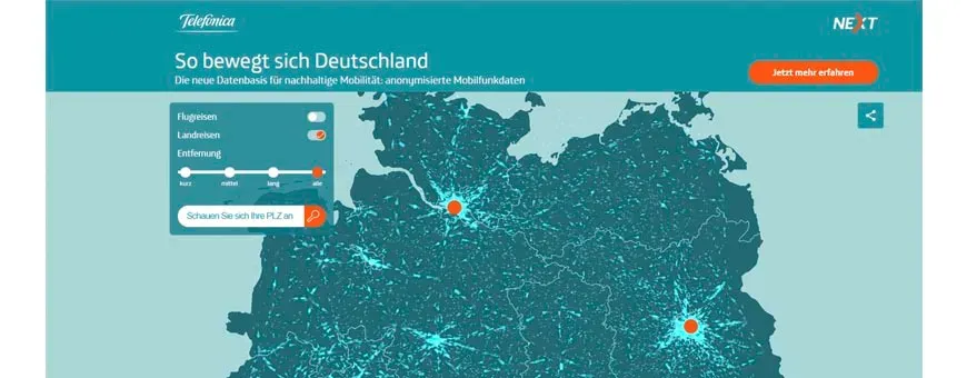 Telefónica NEXT maps German mobility flows using anonymised mobile data