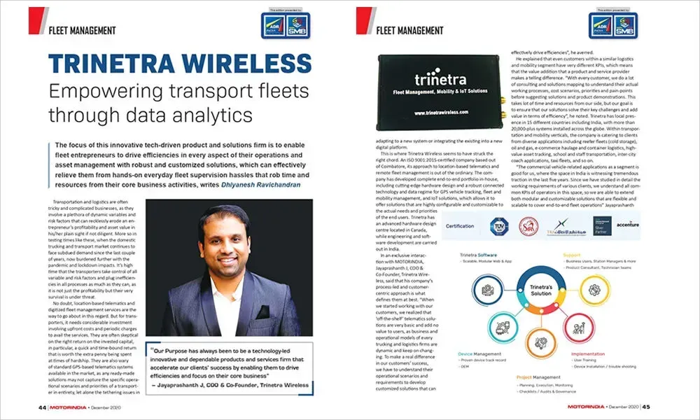 Trinetra Wireless Introduces Advanced Fleet Management Solutions