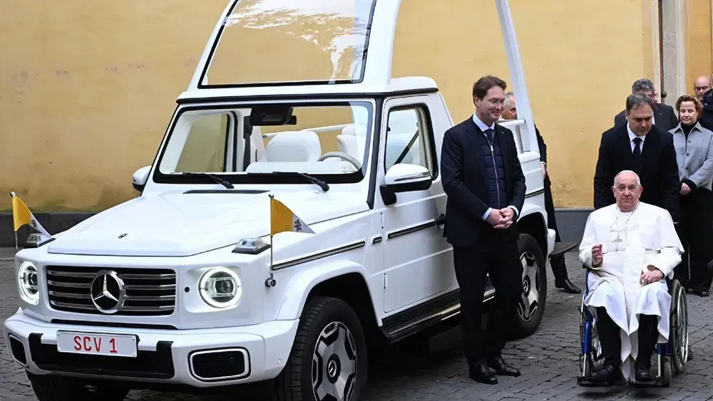 Pope Francis Receives Mercedes-Benz Electric Popemobile