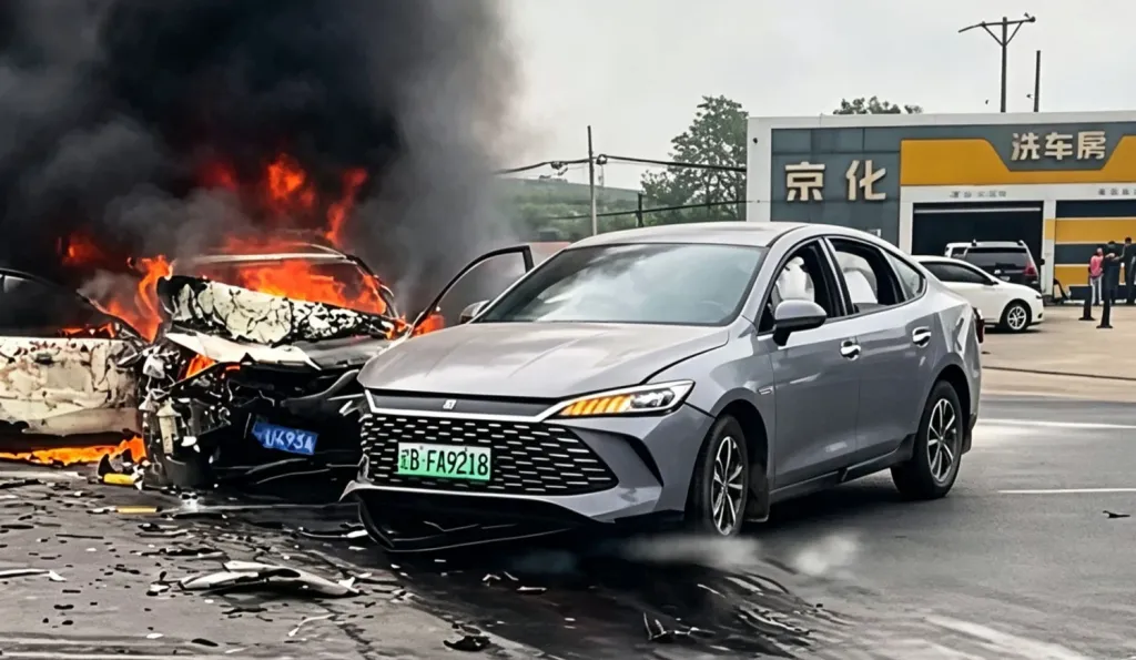 BYD Qin L battery remains intact after severe collision