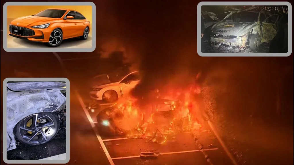 MG5 sedan caught fire while parked in China