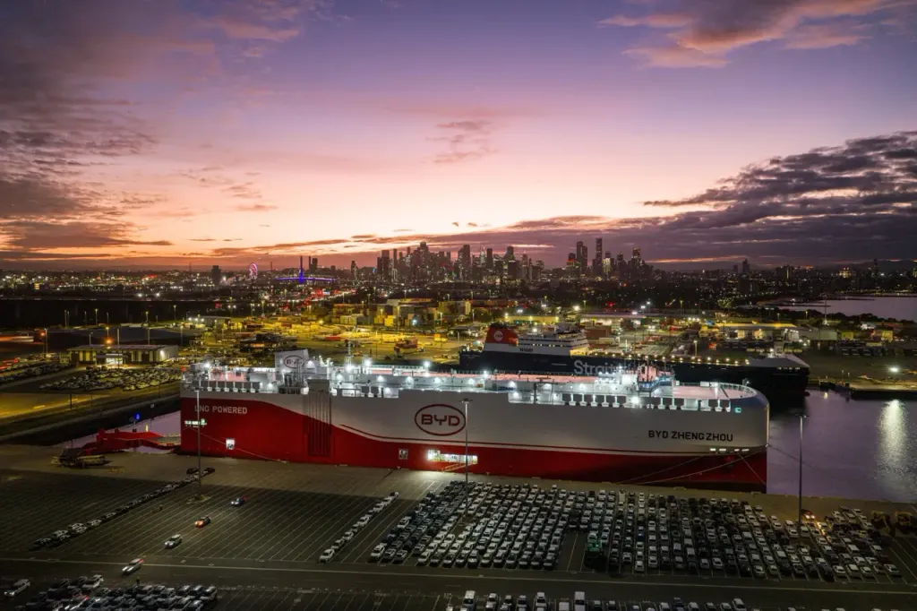 BYD ship docks in Melbourne with over 4,900 vehicles