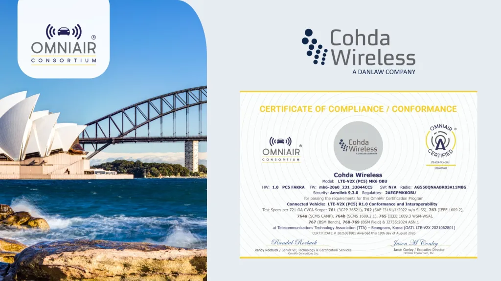 Cohda MK6 V2X on-board unit earns OmniAir certification