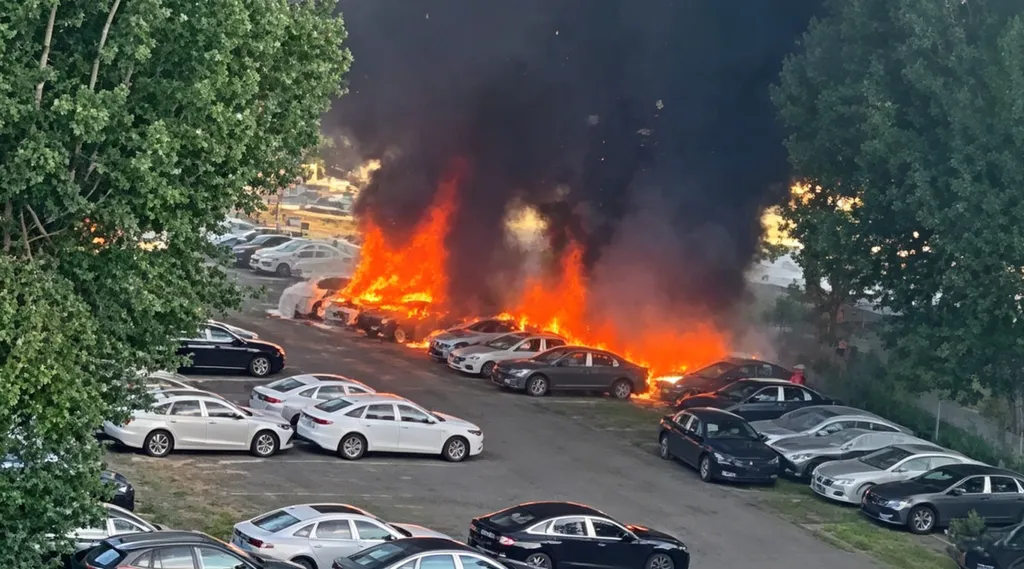 Fire destroys 20 new energy vehicles in Dalian